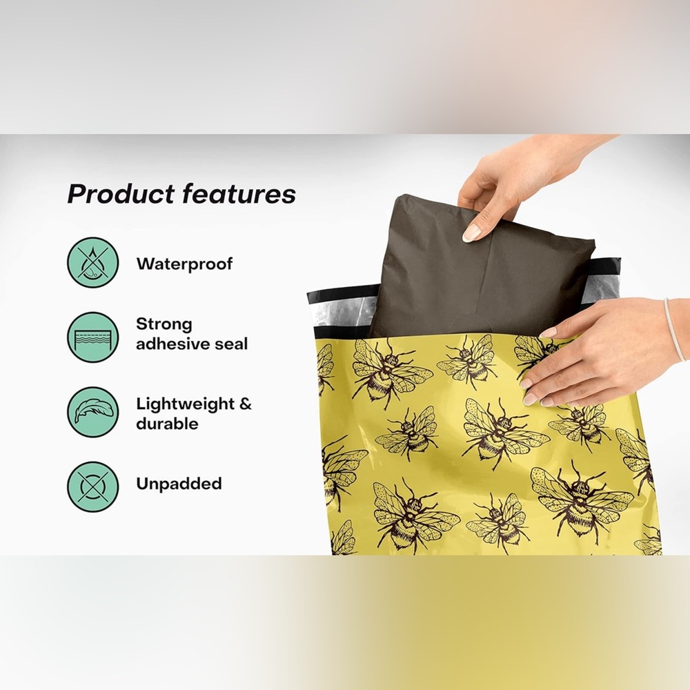 Bumble Bee 20 Pack Poly Mailers 10 x 13 Inch Waterproof Non-padded - Picture 2 of 4